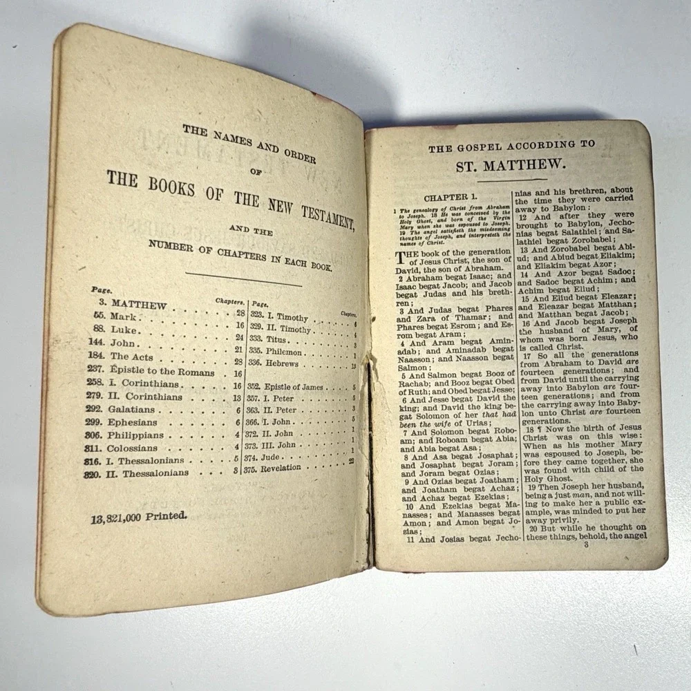 Antique 1903 New Testament Pocket Bible Agate 32mo American Bible Society